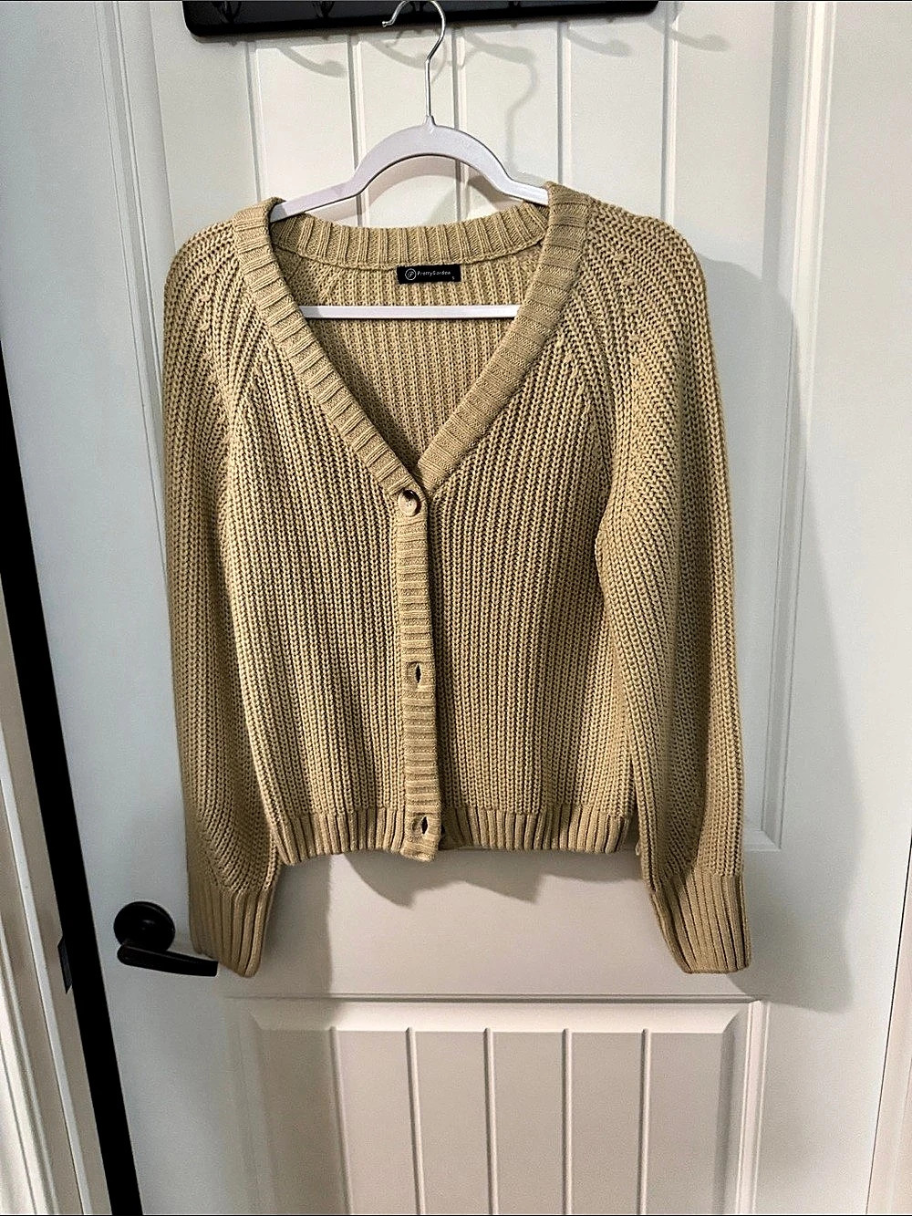 PrettyGarden Women Long Sleeve V Neck Button Down Chunky Knit Cardigan Sweater